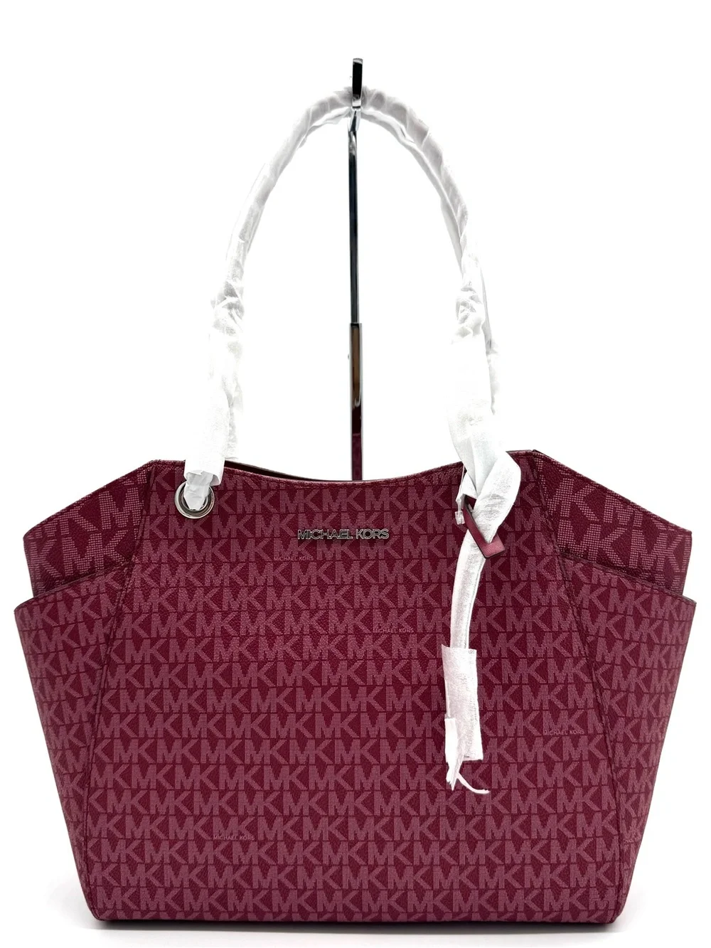 Michael Kors Jet Set Large Signature Logo Shoulder Bag - Maroon